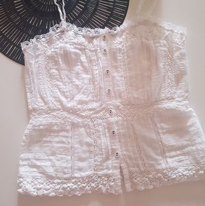 Button up lace tank top
